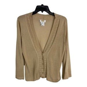 Talbots Womens Cardigan Adult Size 8 Petite Long Sleeve Button V neck Cardigan